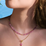 AZAMI PINK TOPAZ & AMETHYST GEMSTONE NECKLACE