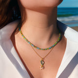 ISCHIA PERIDOT & SKY BLUE TOPAZ GEMSTONE NECKLACE